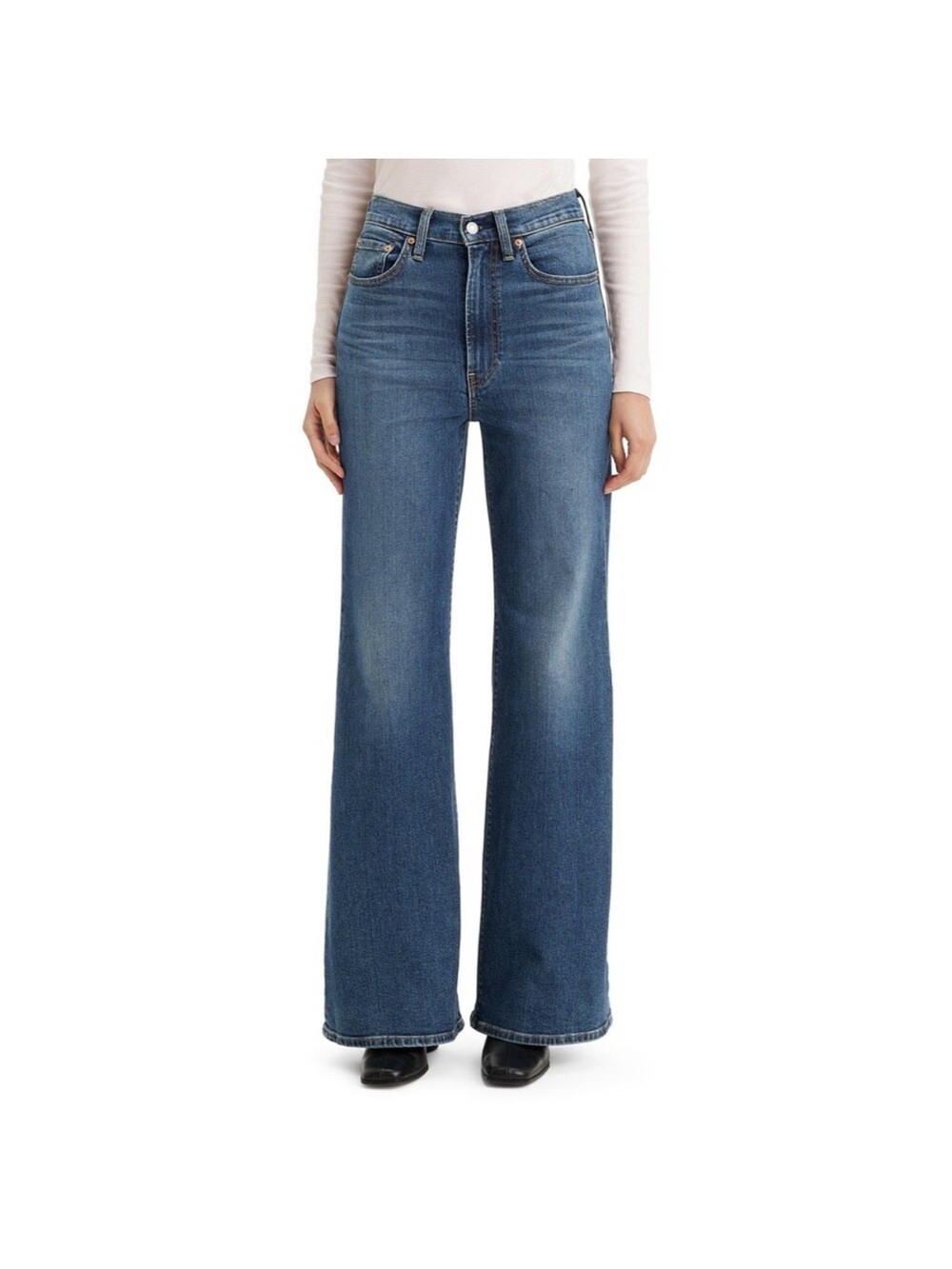 Levi's Women's Ribcage Bell Blue Medium Wash High-Rise Flare-Leg Bell Bottom NWT